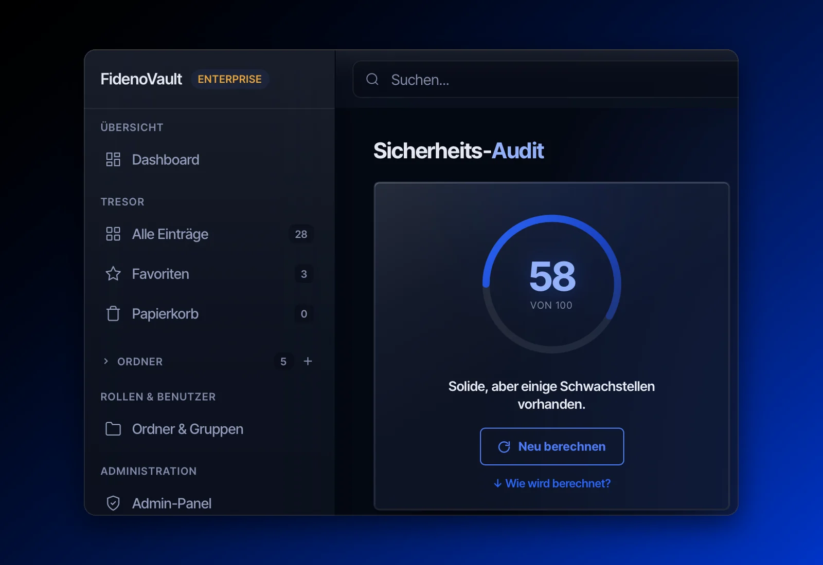 Sicherheits-Audit mit Bewertung des Tresors