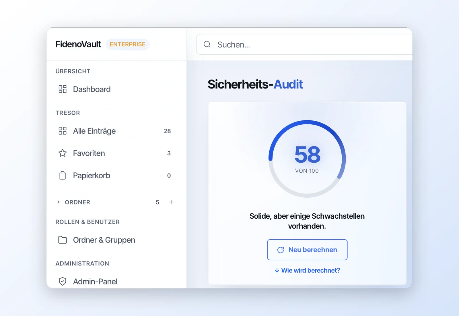 Sicherheits-Audit mit Bewertung des Tresors