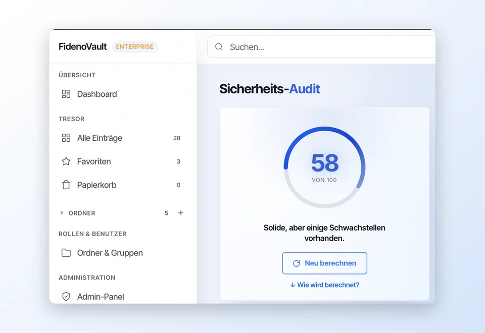 Sicherheits-Audit mit Bewertung des Tresors