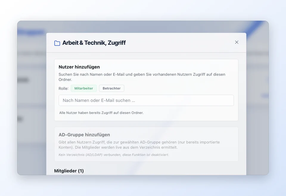 Freigabe eines Ordners an Teammitglieder
